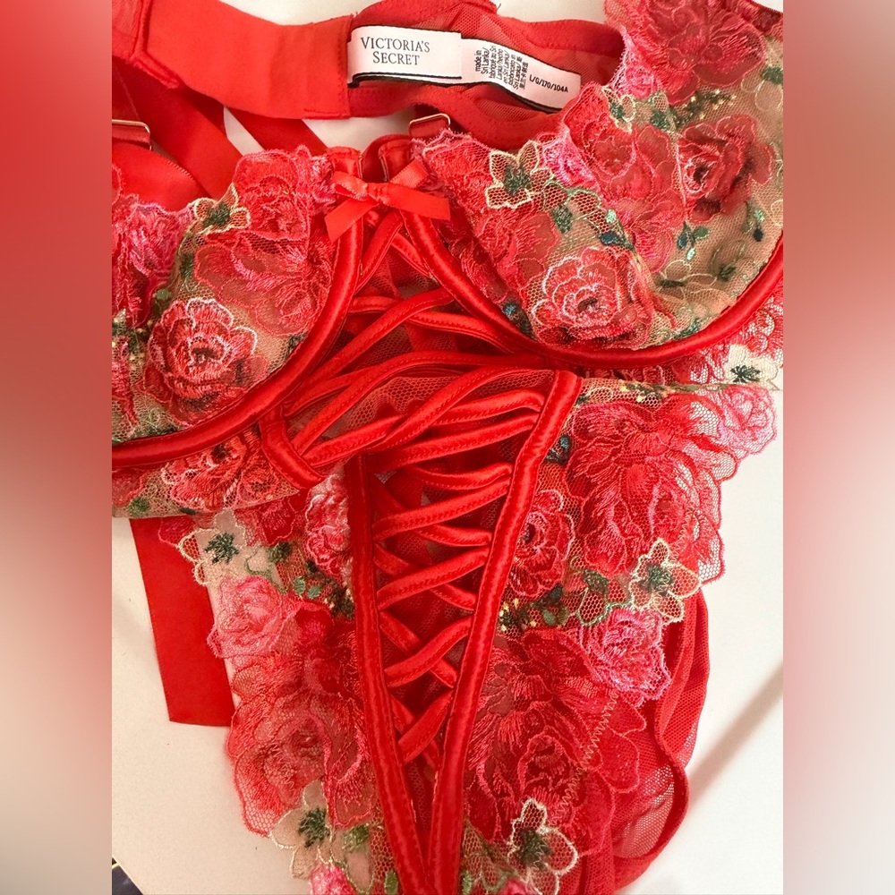 Victoria's Secret orange Sheer Lace Chemise